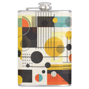 Colourful geometric shapes composition hip flask
