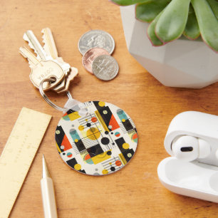Colourful geometric shapes composition key ring