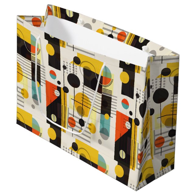 Colourful geometric shapes composition large gift bag (Front Angled)