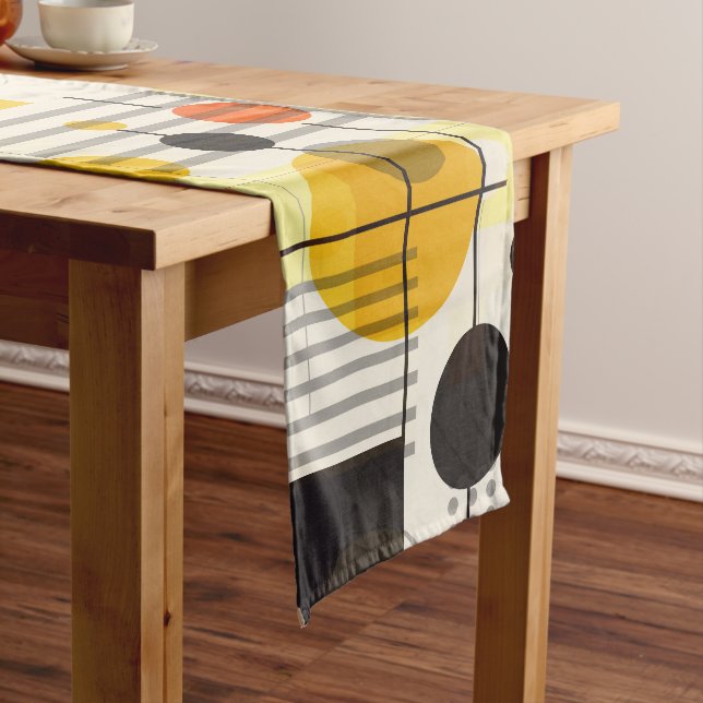 Colourful geometric shapes composition long table runner (In Situ)