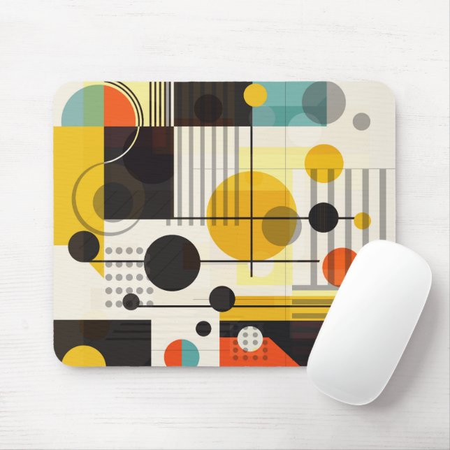 Colourful geometric shapes composition mouse pad (With Mouse)
