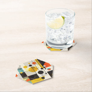 Colourful geometric shapes composition paper coaster