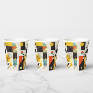 Colourful geometric shapes composition paper cups