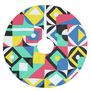 Colourful Geometric Shapes Decorative Ornament Brushed Polyester Tree Skirt