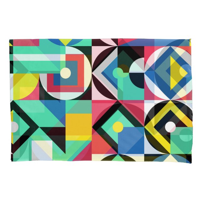 Colourful Geometric Shapes Decorative Ornament Pillowcase (Front)