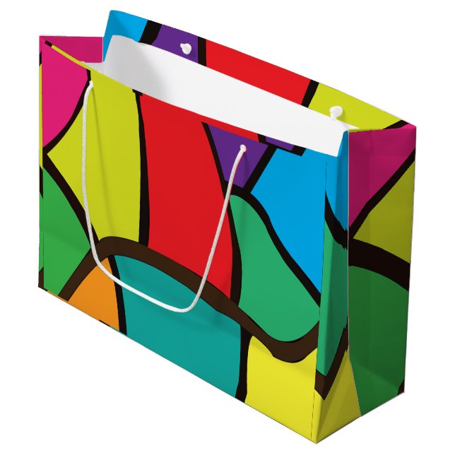 Colourful Geometric Shapes Large Gift Bag (Front Angled)