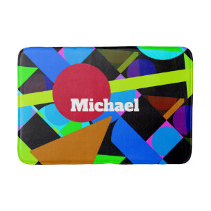 Colourful Geometric Shapes, Name Bath Mat