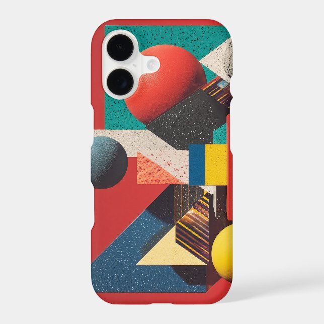 Colourful Geometric Shapes on Red Background (Back)
