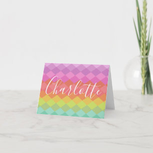 Colourful Geometric Shapes Pastel Personalised Note Card