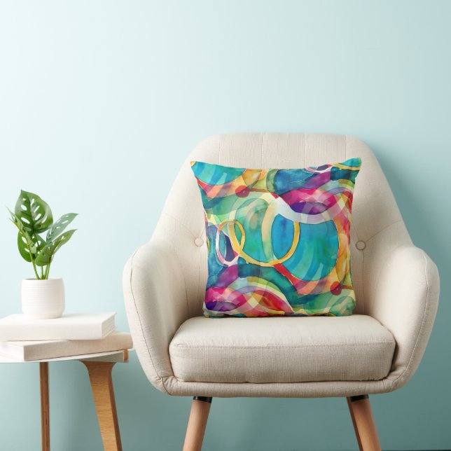 Colourful geometric shapes pattern 26 cushion (Chair)