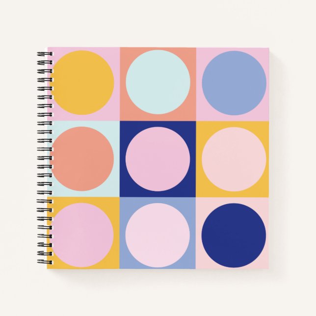 Colourful Geometric Shapes Pattern Pink Blue Yello Notebook (Front)