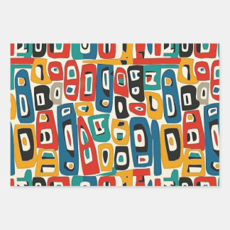 Colourful Geometric Shapes Pattern Wrapping Paper Sheet