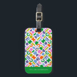Colourful Geometric Shapes Personalised Luggage Tag<br><div class="desc">A Colourful and modern geometric cut-out shapes design inspired by mid-century modern patterns. This bold and bright patterned design can be personalised with a name,   or monogramed. Colours include; light blue,  purple,  orange,  lime-green,  pink,  green and white.</div>