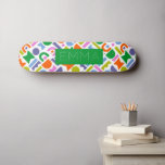 Colourful Geometric Shapes Personalised Skateboard<br><div class="desc">A colourful and modern design that features geometric shapes. This playful design is inspired by retro,  mid-century modern style and can be personalised with a name,  monogram or initials. Colours included in this abstract pattern are;  blue,  purple,  pink,  green,  yellow,  pink and orange against a white background.</div>