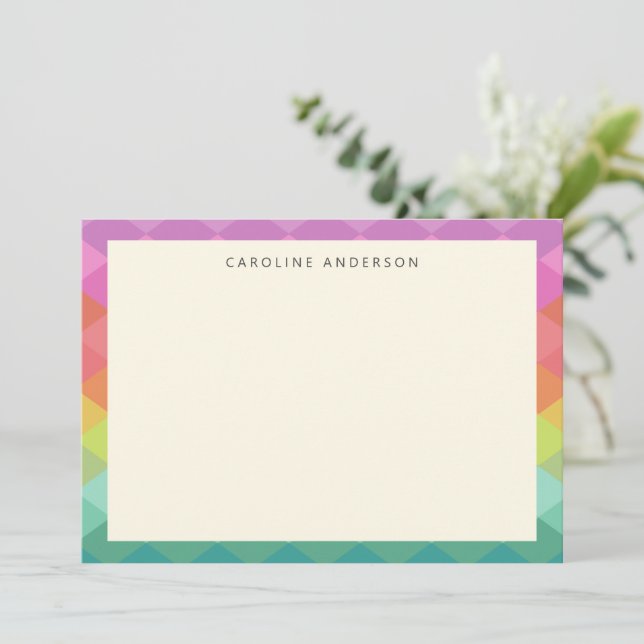 Colourful Geometric Shapes Rainbow Personalised    Card (Standing Front)
