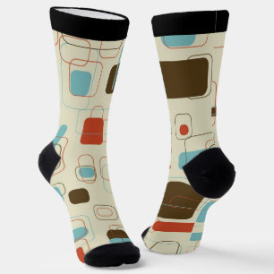 Colourful geometric shapes retro pattern socks