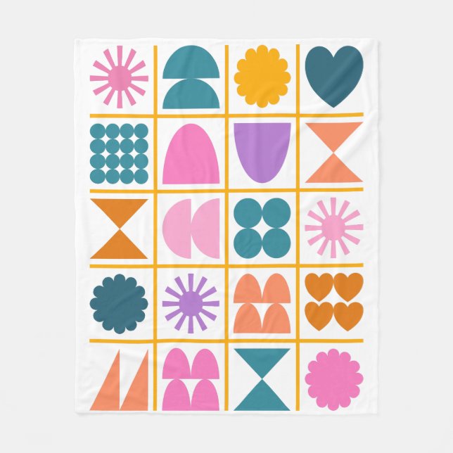 Colourful Geometric Shapes Simple Modern Design Fleece Blanket (Front)
