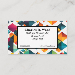 Colourful Geometric Shapes Tutor Teacher Business Card