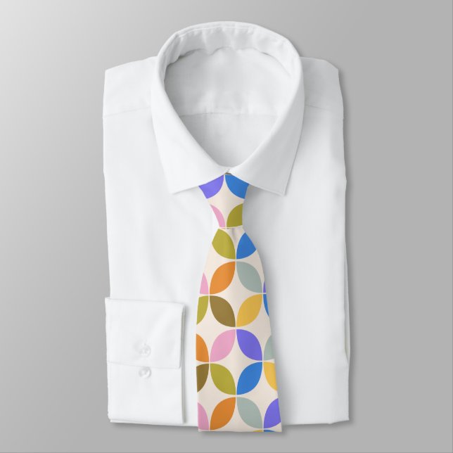 Colourful Geometric Shapes Wedding Tie (Tied)