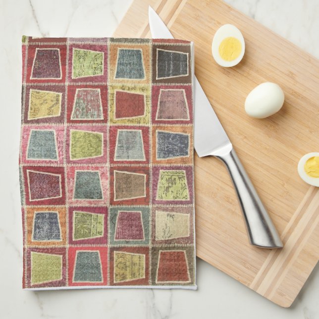 Colourful Geometric Shapes Yellow Kitchen Towel (Quarter Fold)