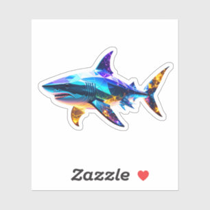 "Colourful Geometric Shark – Vibrant Polygon Art S