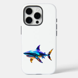 "Colourful Geometric Shark – Vibrant Polygon Art S iPhone 16 Pro Case