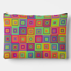 Colourful Geometric Squares Accessory Pouch
