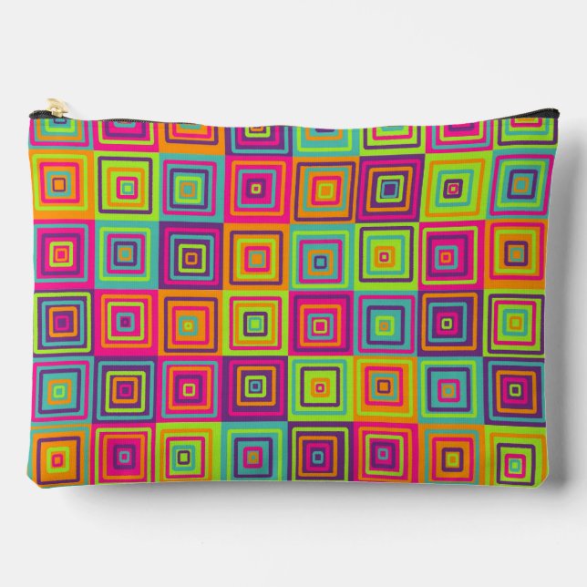 Colourful Geometric Squares Accessory Pouch (Front)
