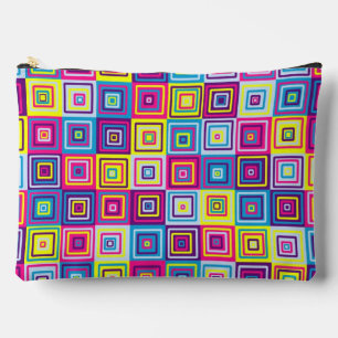 Colourful Geometric Squares Accessory Pouch