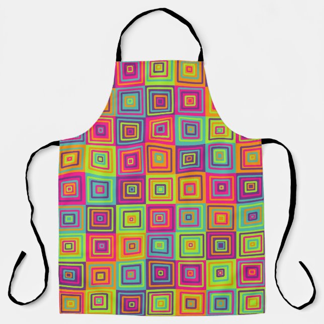 Colourful Geometric Squares Apron (Front)