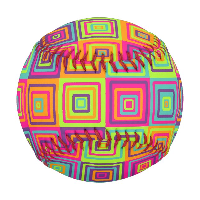 Colourful Geometric Squares Baseball (Front)