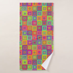 Colourful Geometric Squares Bath Towel