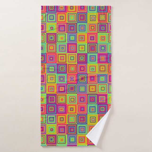 Colourful Geometric Squares Bath Towel (Bath Towel)