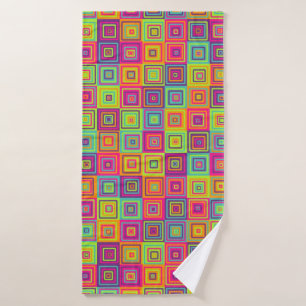 Colourful Geometric Squares Bath Towel