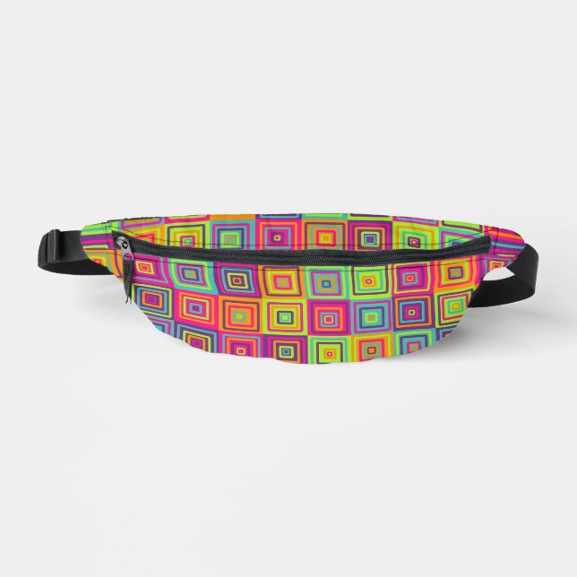 Colourful Geometric Squares Bum Bags (Front)