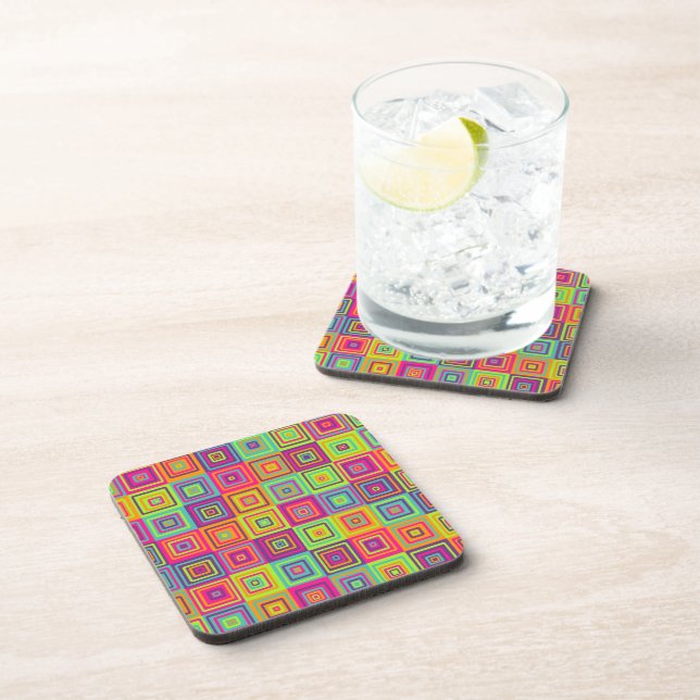 Colourful Geometric Squares Coaster (Right Side)