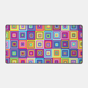 Colourful Geometric Squares Desk Mat