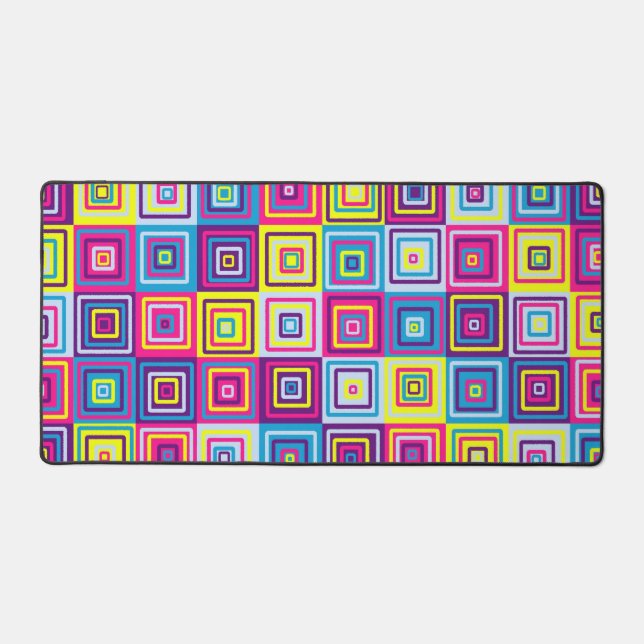 Colourful Geometric Squares Desk Mat (Front)