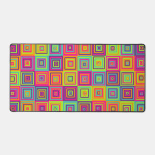 Colourful Geometric Squares Desk Mat