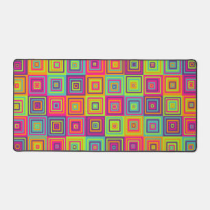 Colourful Geometric Squares Desk Mat