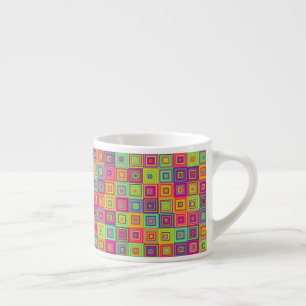 Colourful Geometric Squares Espresso Cup