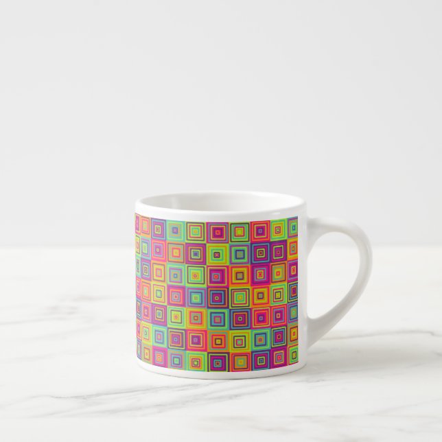 Colourful Geometric Squares Espresso Cup (Right)