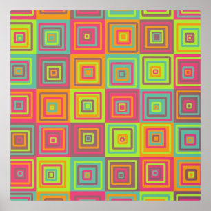 Colourful Geometric Squares Foil Prints