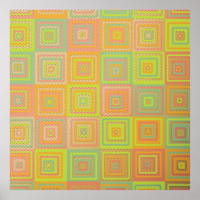 Colourful Geometric Squares Foil Prints (Front)
