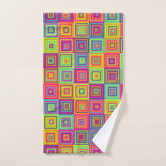 Colourful Geometric Squares Hand Towel (Hand Towel)