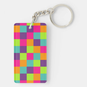 Colourful Geometric Squares Key Ring