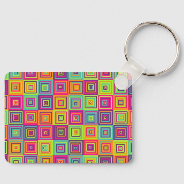 Colourful Geometric Squares Key Ring (Front)