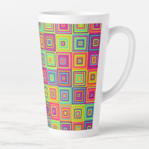 Colourful Geometric Squares Latte Mug