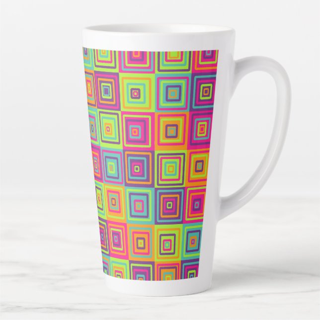 Colourful Geometric Squares Latte Mug (Right)