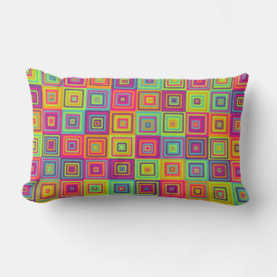 Colourful Geometric Squares Lumbar Cushion